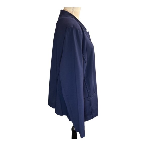 Eloquii Premier Blazer Womens 26‎ Navy Blue Jersey Knit One Gold Button Classic - Picture 4 of 9